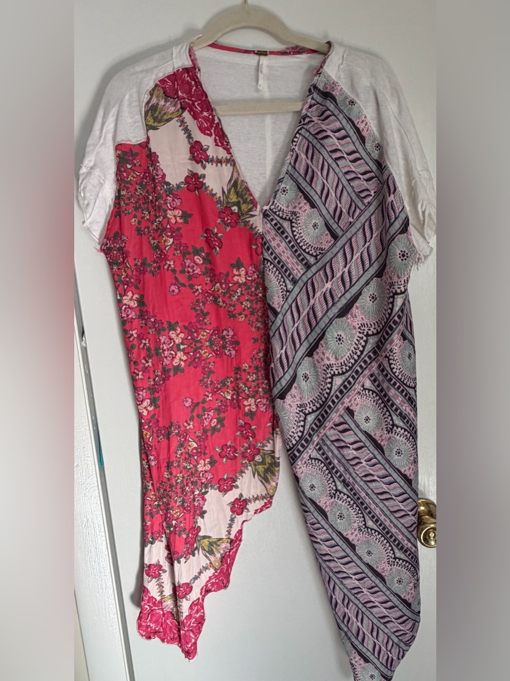 Free People Patchwork Floral V-Neck